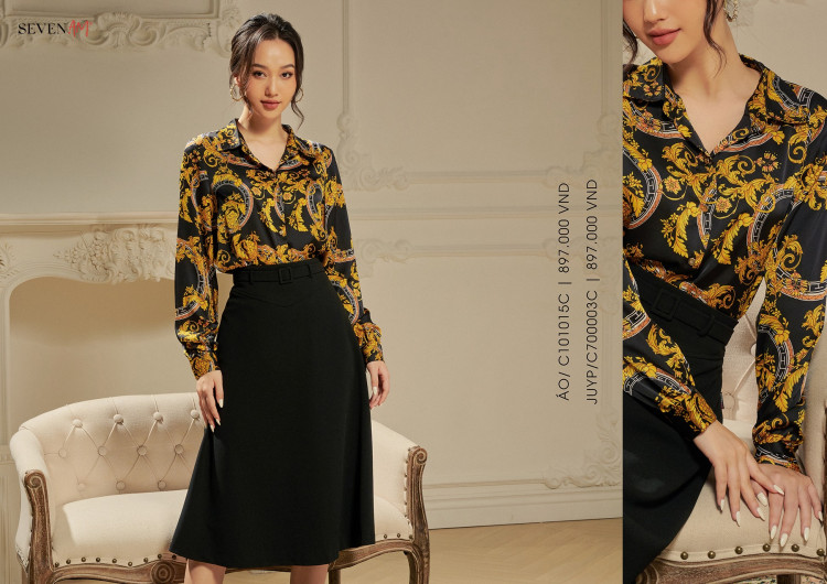 Set áo sơ mi họa tiết sang trọng